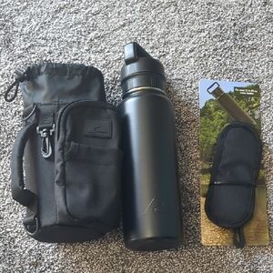 Ozark Trail Metal Water Bottle And Carrier With Pockets Lot Hiking🍂 Sports Fall